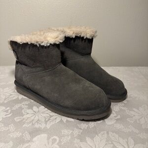 Koolaburra by UGG Suede Button Mini Boots Jordina Stone Gray Size 10